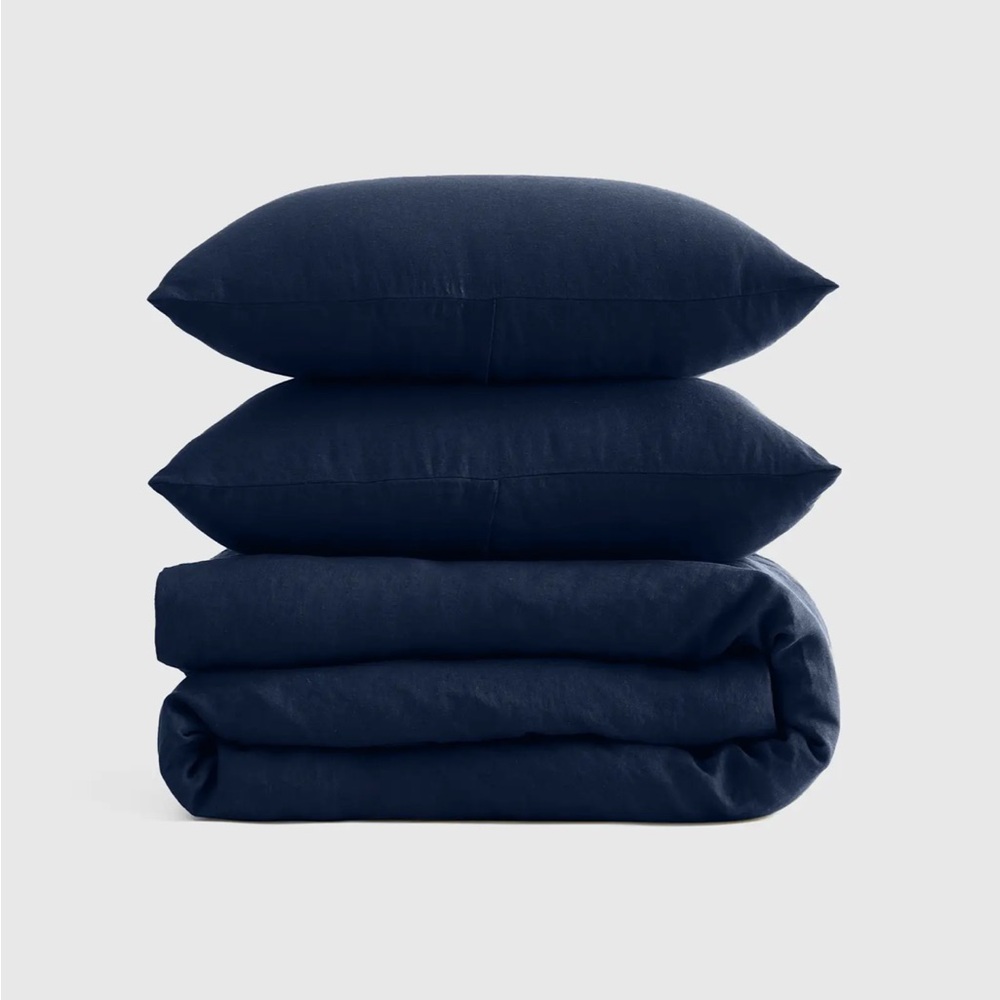 NWOT QUINCE European Linen Duvet Cover Set Navy